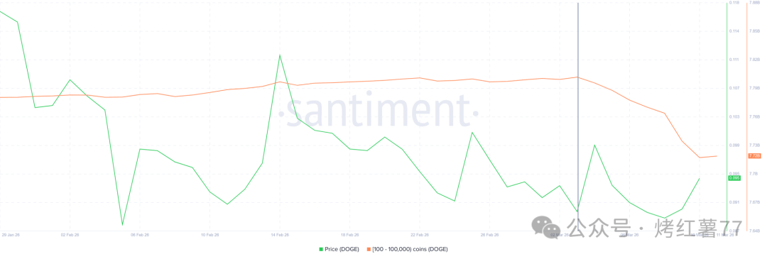 狗狗币价格预测：散户撤离、长持者动摇，DOGE能否突破0.103美元的阻力位？
